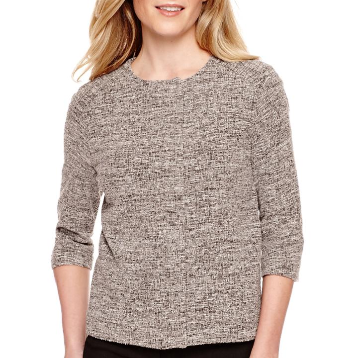 Worthington Long-sleeve Textured Swing Jacket - Tall