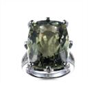 Womens Green Amethyst Sterling Silver Solitaire Ring