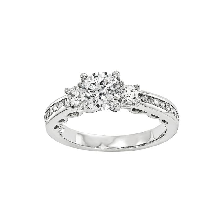 1 1/8 Ct. T.w. Diamond 14k White Gold 3-stone Engagement Ring