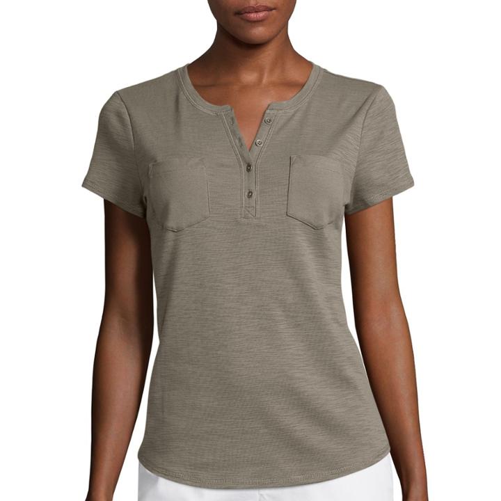 Liz Claiborne Short-sleeve Cotton Henley Tee
