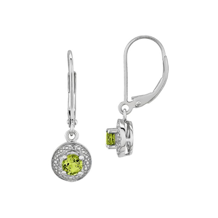 Diamond Accent Green Peridot Sterling Silver Drop Earrings