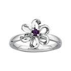 Personally Stackable Lab-created Amethyst Sterling Silver Flower Stackable Ring