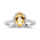 Citrine & Lab-created White Sapphire Sterling Silver Ring