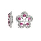 Lab-created Pink Sapphire & Diamond Accent Sterling Silver Earring Jackets