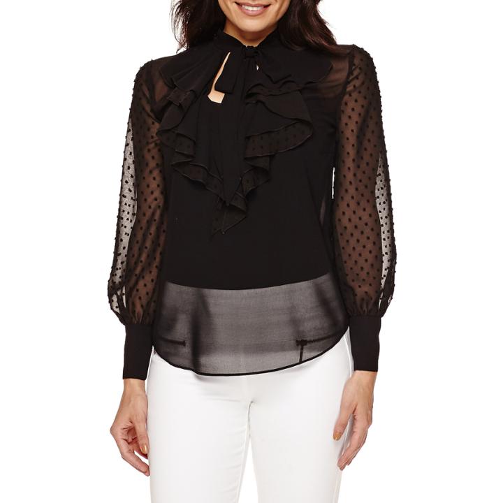 Bisou Bisou Long-sleeve Ruffled Top