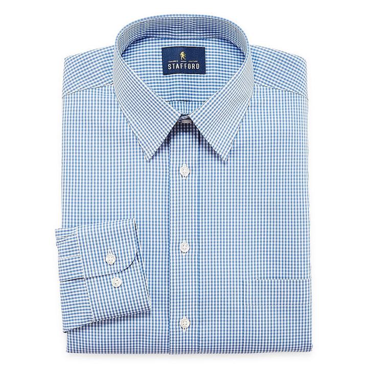 Stafford Comfort Stretch Long Sleeve Woven Gingham Dress Shirt