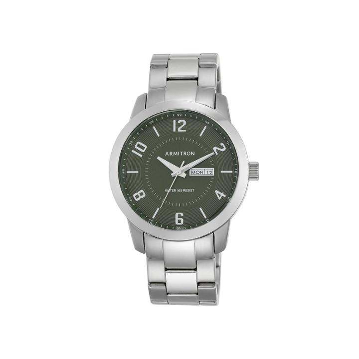 Armitron Mens 5142 Green Dial Stainless Steel Watch