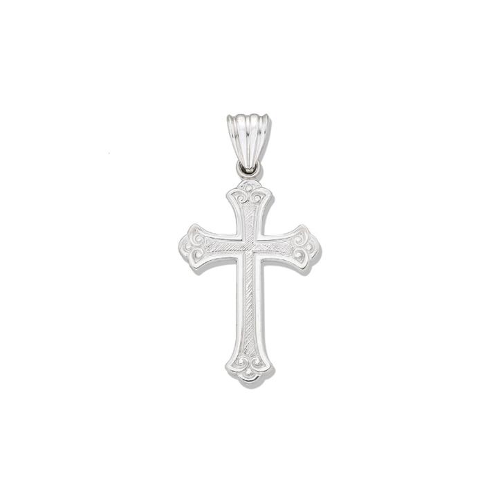 Sterling Silver Budded Cross Charm Pendant