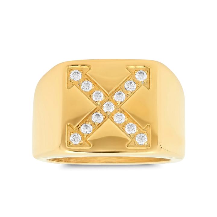 Steeltime Unisex White Cubic Zirconia 18k Stainless Steel Band