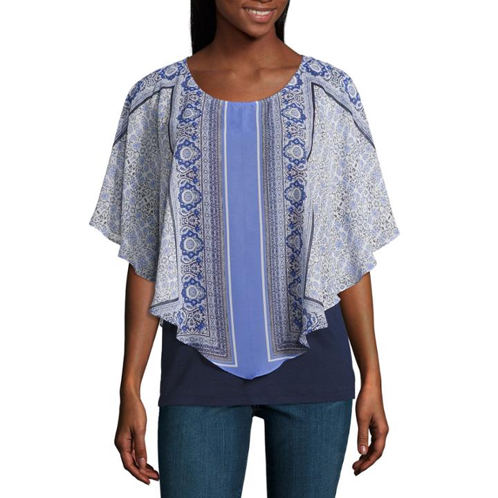 Alyx Short Sleeve Round Neck Chiffon Floral Blouse