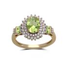 Genuine Peridot And Lab Created White Sapphire Ring In 14k Gold Over Silver