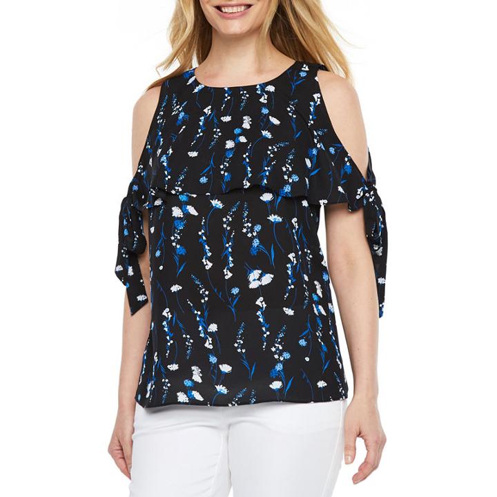 Worthington Short Sleeve Woven Dress Shirt-petite