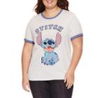Short Sleeve Crew Neck Lilo & Stitch Graphic T-shirt