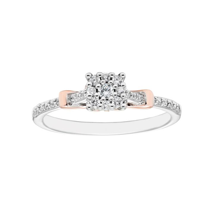 Enchanted By Disney Womens 1/5 Ct. T.w. Round Diamond 10k Gold Promise Ring