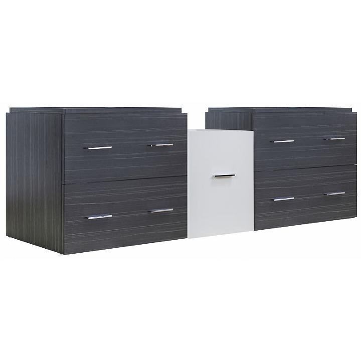60.5-in. W 17.8-in. D Modern Wall Mount Plywood-melamine Vanity Base Set Only In White-dawn Grey