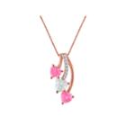 Lab-created Opal And Pink & White Sapphire 14k Gold Over Silver Triple Heart Pendant Necklace