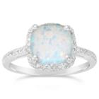 Womens 1/6 Ct. T.w. White Opal Sterling Silver Halo Ring