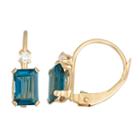 Blue Topaz 10k Gold Rectangular Drop Earrings