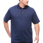 Van Heusen Short Sleeve Flex Printed Windowpane Grid Knit Polo- Big And Tall