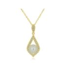 Cultured Freshwater Pearl & Lab-created White Sapphire 14k Gold Over Silver Pendant Necklace