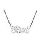 Personalized 16x37mm Diamond Cut Scroll Name Necklace