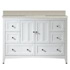 47.6-in. W Floor Mount White Vanity Set For 3h4-in. Drilling Beige Top Biscuit Um Sink