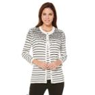Rafaella 3/4 Sleeve Crew Neck Button Cardigan