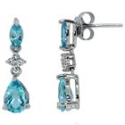 Sterling Silver Blue Topaz Linear Drop Earrings