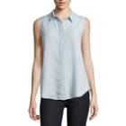 Liz Claiborne Sleeveless Chambray Button-front Blouse