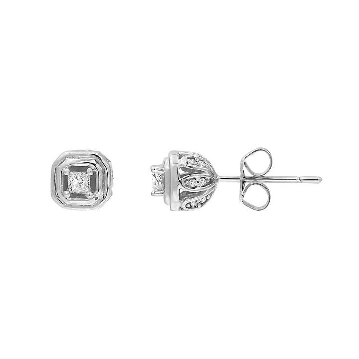 1/4 Ct. T.w. Genuine White Diamond 8mm Stud Earrings