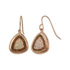 Rose 'n Chocolate Crystal Drop Rose-tone Sterling Earrings