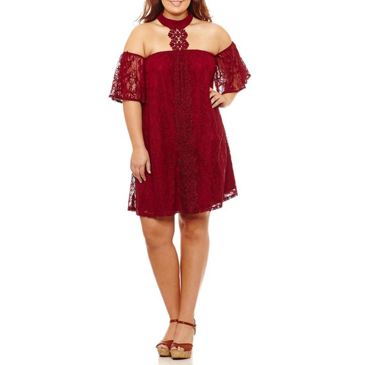 City Triangle Short Sleeve Sundress-juniors Plus
