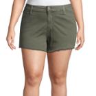 Arizona 2 1/2 High Rise Raw Edge Denim Shorts-juniors Plus