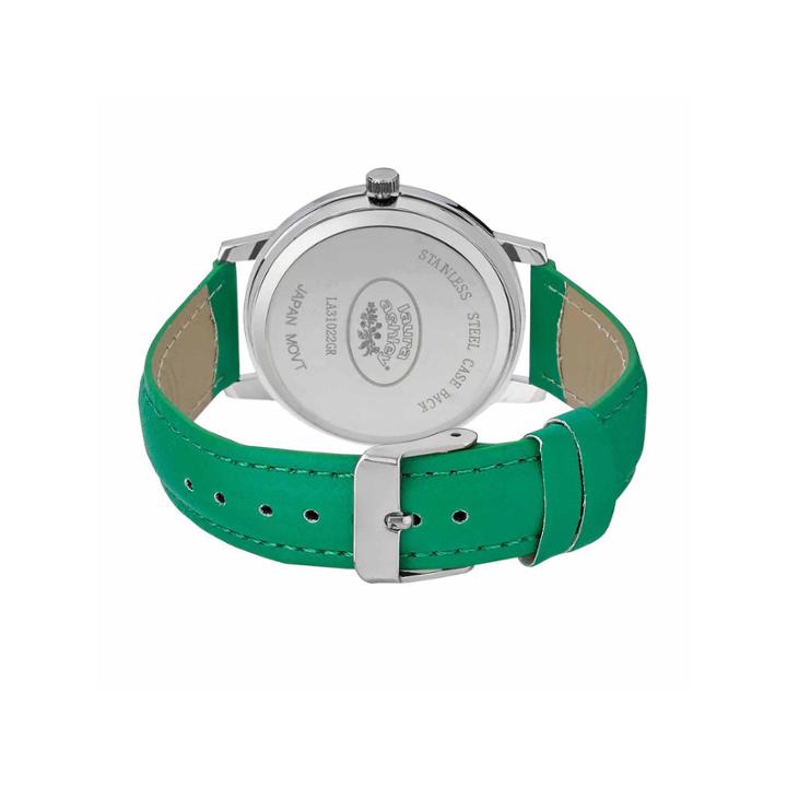 Laura Ashley Womens Floral Print Dial Green Strap Watch-la31022gr