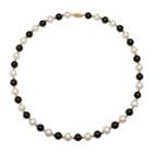 Cultured Freshwater Pearl & Dyed Onyx 10k Yellow Gold Necklace
