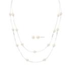 Vieste Simulated Pearl Silver-tone Illusion Necklace And Earring Set