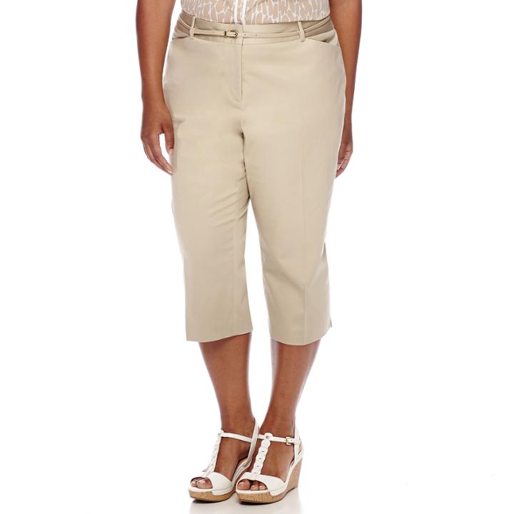 Liz Claiborne Belted Cropped Pants - Plus