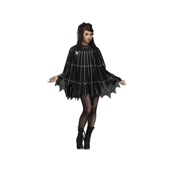 Silver Spider Web Adult Poncho Costume