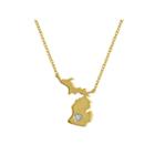 Diamond Accent 14k Yellow Gold Over Silver Michigan Pendant Necklace