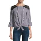 By & By 3/4 Sleeve Crew Neck Crepe Gingham Blouse-juniors