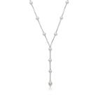 Womens Genuine White Cultured Freshwater Pearls Sterling Silver Y Necklace