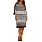Studio 1 3/4 Sleeve Geometric Sheath Dress - Plus