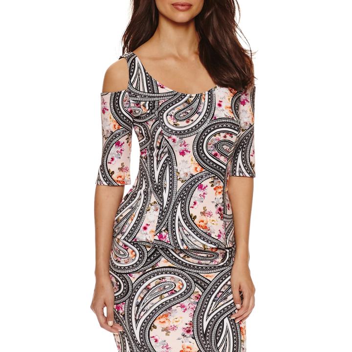 Bisou Bisou Cold Shoulder Scuba Top