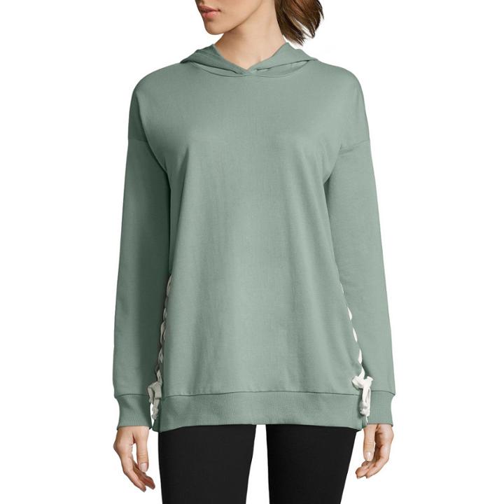 Flirtitude French Terry Hoodie With Side Lace Up Detail- Juniors