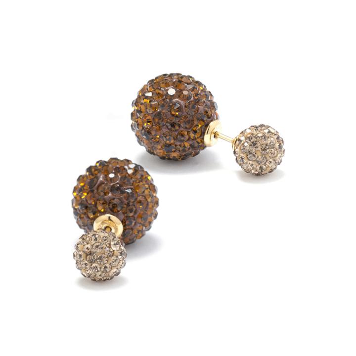 Champagne Crystal Sterling Silver Peek-a-boo Stud Earrings
