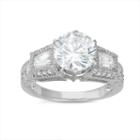 Diamonart Womens 3 1/2 Ct. T.w White Cubic Zirconia Sterling Silver Cocktail Ring