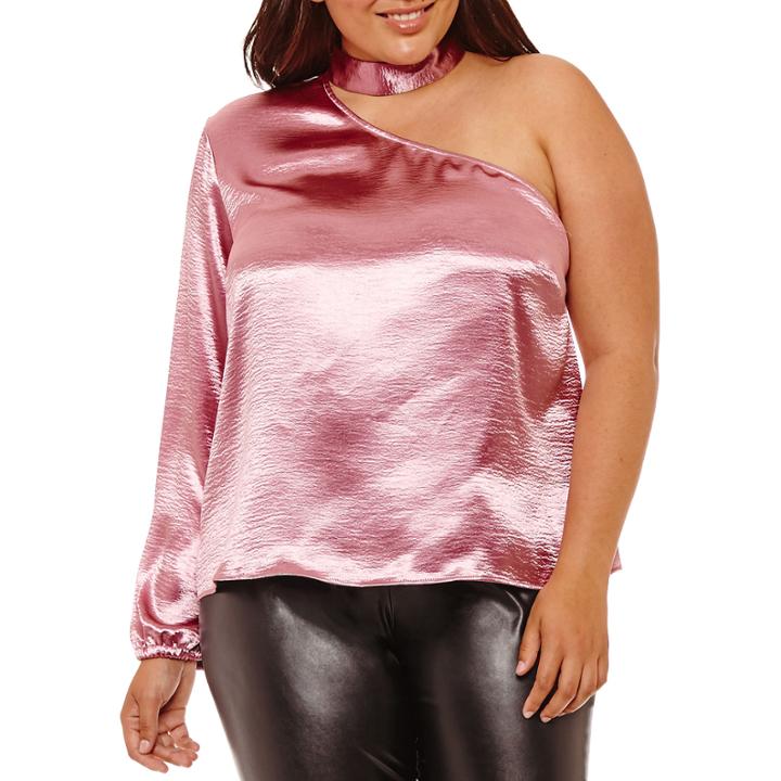 Project Runway Sleeveless Straight Neck Knit Blouse-plus