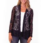 Nina Leonard Long Sleeve Godet Back Lace Cardigan
