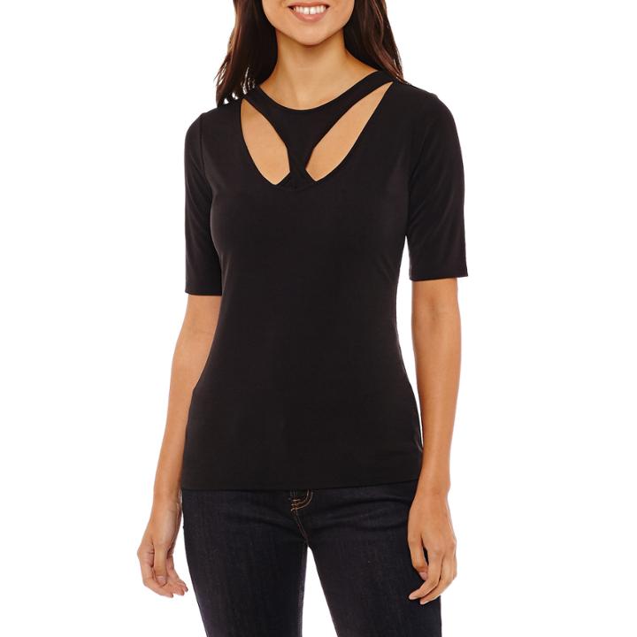 Bold Elements Elbow Sleeve Double Cut Out Top