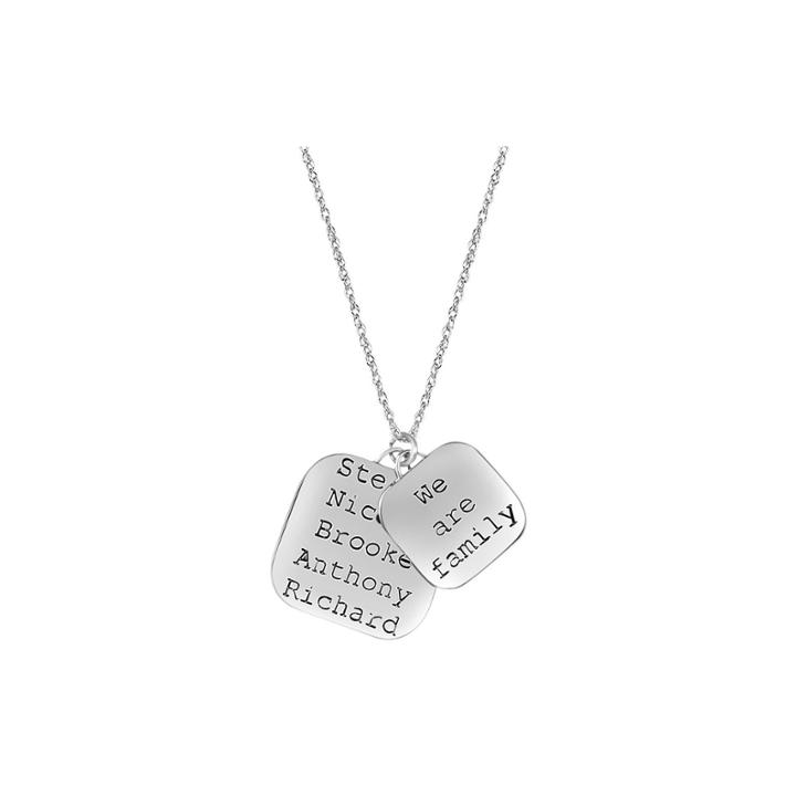 Personalized We Are Family Sterling Silver Pendant Necklace